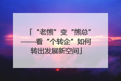 “老熊”变“熊总”——看“个转企”如何转出发展新空间