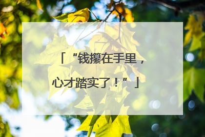 “钱攥在手里，心才踏实了！”