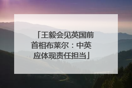 王毅会见英国前首相布莱尔：中英应体现责任担当