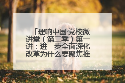 理响中国·党校微讲堂（第二季）第一讲：进一步全面深化改革为什么要聚焦推进中国式现代化