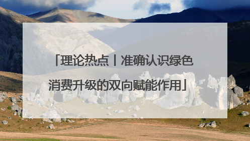 理论热点丨准确认识绿色消费升级的双向赋能作用