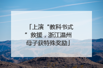 上演“教科书式”救援，浙江温州母子获特殊奖励