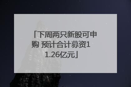 下周两只新股可申购 预计合计募资11.26亿元