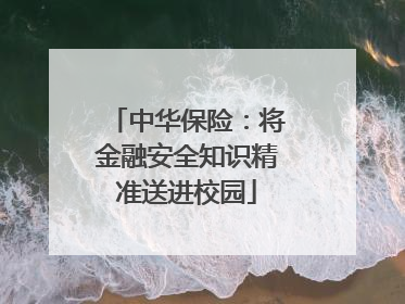 中华保险：将金融安全知识精准送进校园