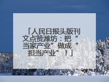 人民日报头版刊文点赞潍坊：把“当家产业”做成“担当产业”！