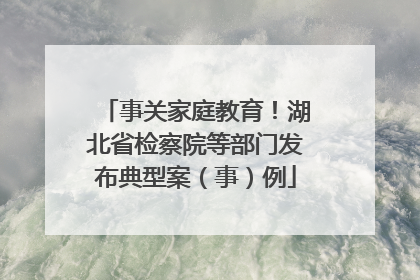事关家庭教育！湖北省检察院等部门发布典型案（事）例
