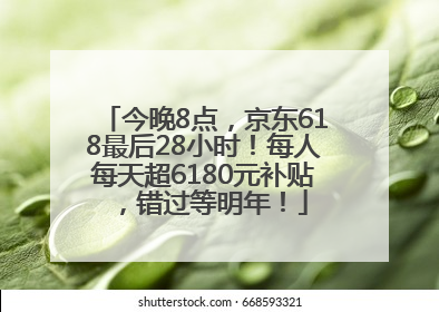 今晚8点，京东618最后28小时！每人每天超6180元补贴，错过等明年！