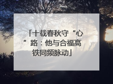 十载春秋守“心”路：他与合福高铁同频脉动