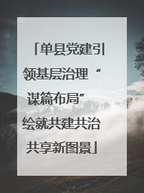 单县党建引领基层治理“谋篇布局” 绘就共建共治共享新图景
