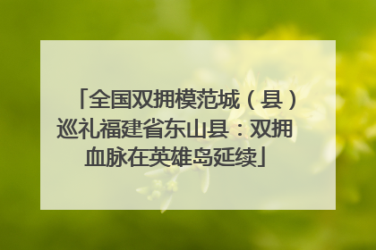 全国双拥模范城（县）巡礼福建省东山县：双拥血脉在英雄岛延续