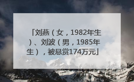刘燕（女，1982年生）、刘波（男，1985年生），被悬赏174万元