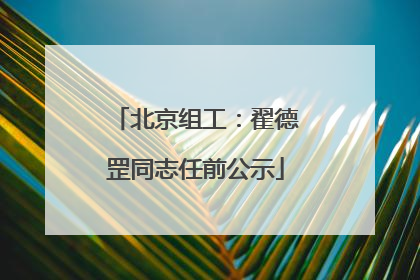 北京组工：翟德罡同志任前公示