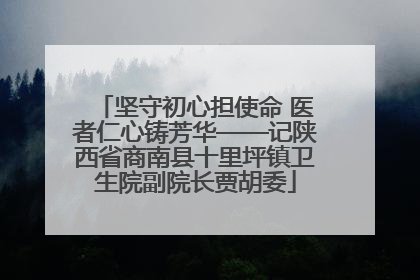 坚守初心担使命 医者仁心铸芳华——记陕西省商南县十里坪镇卫生院副院长贾胡委