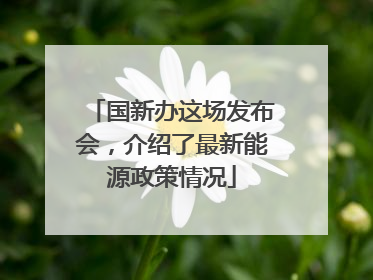 国新办这场发布会，介绍了最新能源政策情况