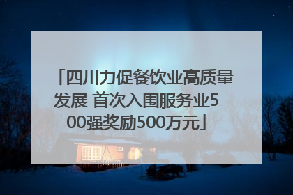 四川力促餐饮业高质量发展 首次入围服务业500强奖励500万元