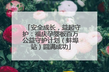 安全成长，益起守护：福庆孕婴板百万公益守护计划（蚌埠站）圆满成功