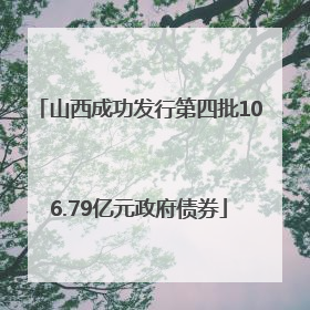 山西成功发行第四批106.79亿元政府债券