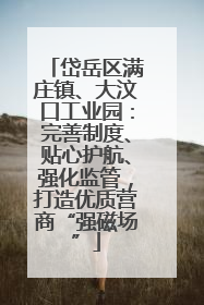 岱岳区满庄镇、大汶口工业园：完善制度、贴心护航、强化监管，打造优质营商“强磁场”