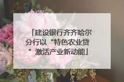 建设银行齐齐哈尔分行以“特色农业贷”激活产业新动能