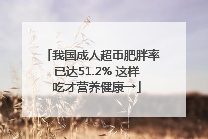 我国成人超重肥胖率已达51.2% 这样吃才营养健康→