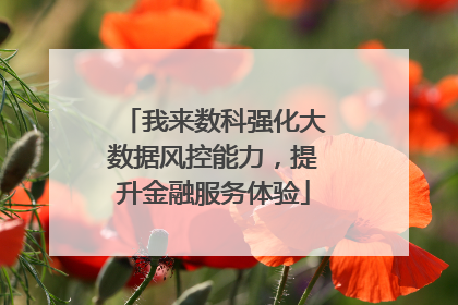 我来数科强化大数据风控能力，提升金融服务体验