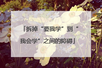 拆掉“要我学”到“我会学”之间的障碍