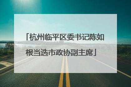 杭州临平区委书记陈如根当选市政协副主席