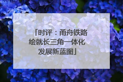 时评：甬舟铁路绘就长三角一体化发展新蓝图