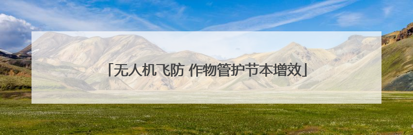 无人机飞防 作物管护节本增效