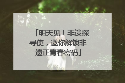明天见！非遗探寻使，邀你解锁非遗正青春密码