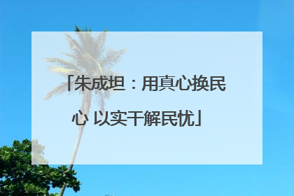 朱成坦：用真心换民心 以实干解民忧