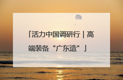 活力中国调研行｜高端装备“广东造”