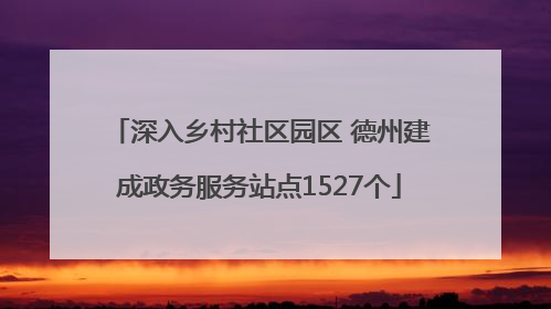 深入乡村社区园区 德州建成政务服务站点1527个