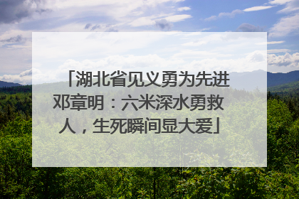 湖北省见义勇为先进邓章明：六米深水勇救人，生死瞬间显大爱