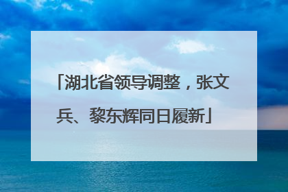 湖北省领导调整，张文兵、黎东辉同日履新