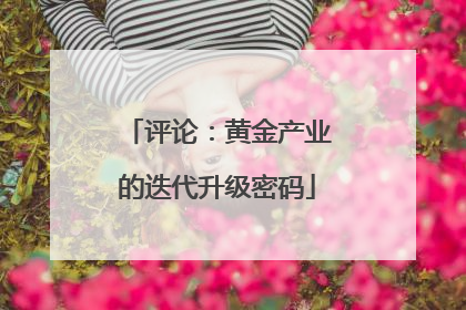 评论：黄金产业的迭代升级密码