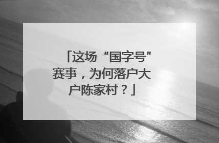 这场“国字号”赛事，为何落户大户陈家村？