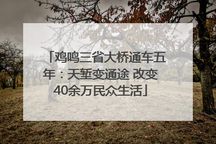 鸡鸣三省大桥通车五年：天堑变通途 改变40余万民众生活