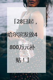 28日起，哈尔滨发放4800万元补贴！